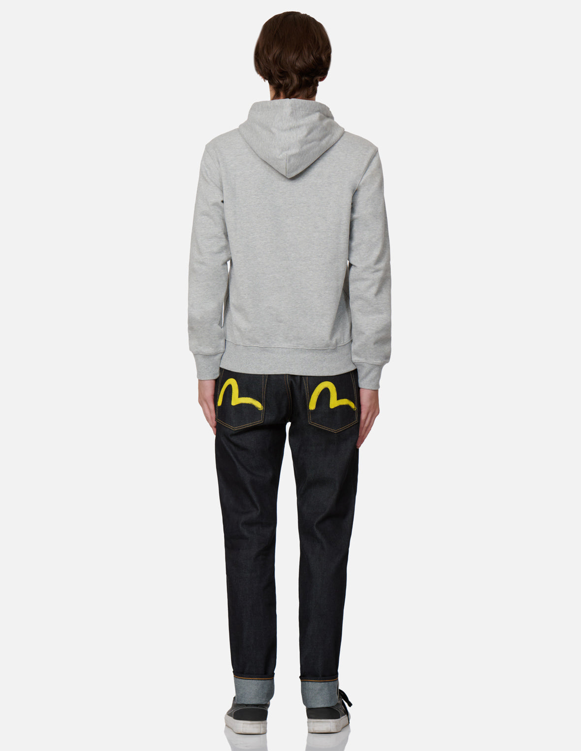 Yellow Seagull Print Taper-Fit Jeans #2017
