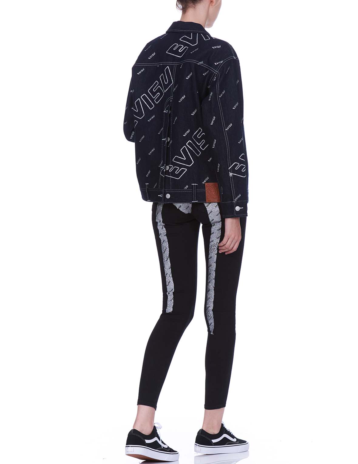 Super Skinny-fit Denim Jeans with Allover Logo Daicock Print