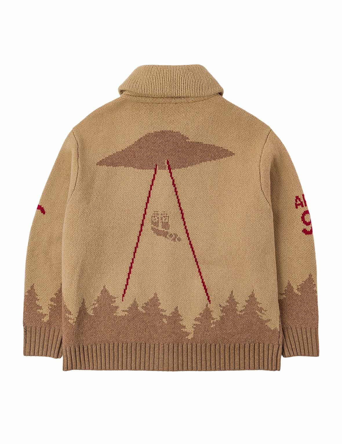 UFO and Cowichan Intarsia Patterns Relax Fit Knitted Sweatshirt