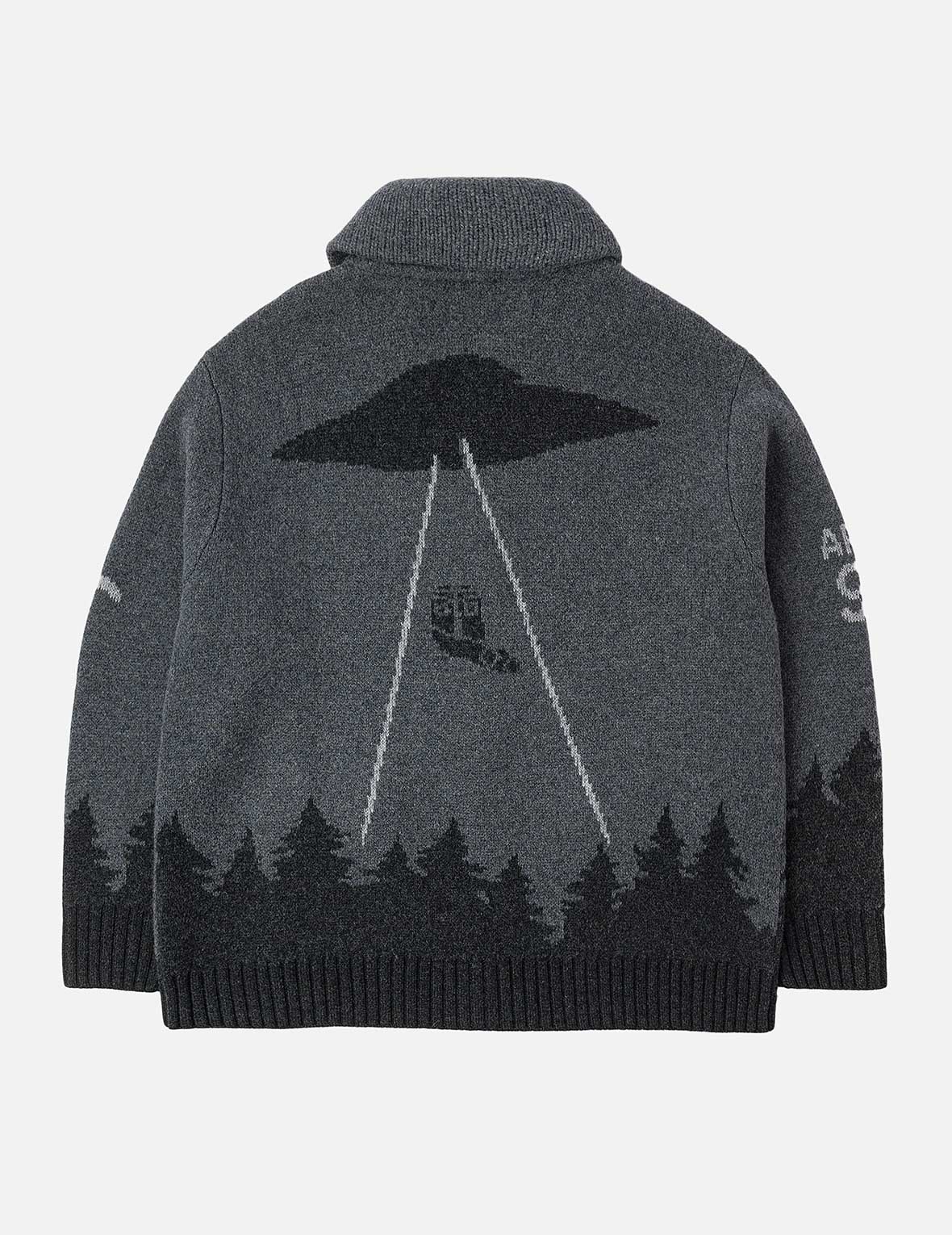 UFO and Cowichan Intarsia Patterns Relax Fit Knitted Sweatshirt