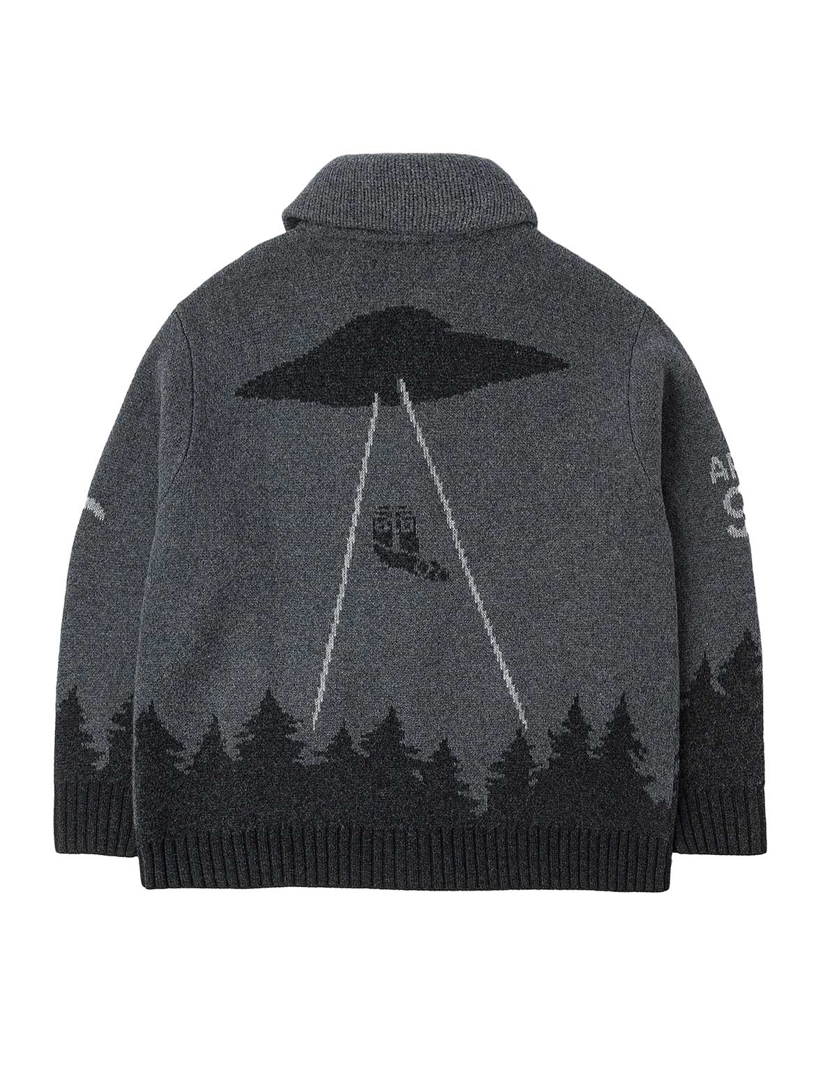 UFO and Cowichan Intarsia Patterns Relax Fit Knitted Sweatshirt