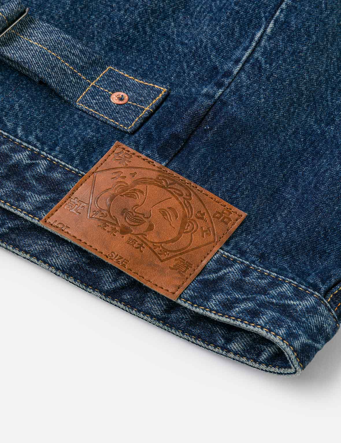 Distressed Seagull Print and Frayed Logo Patch Embroidery Relax Fit Denim Jacket