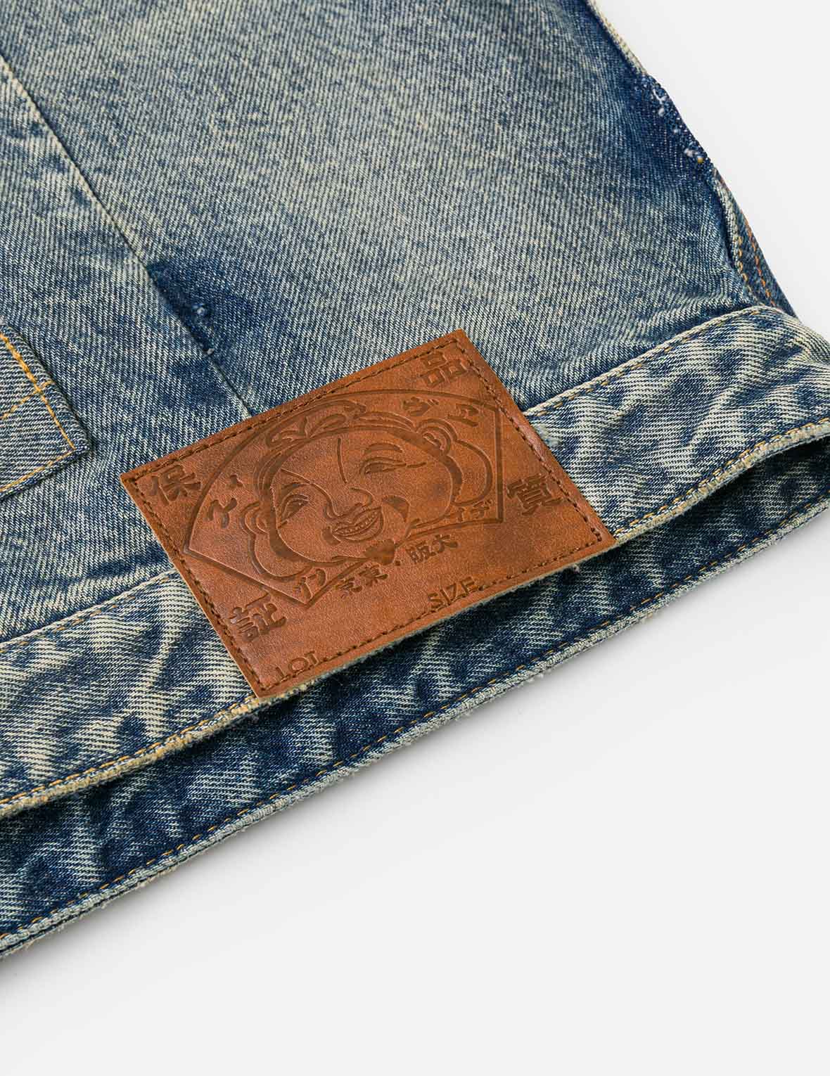 Distressed Seagull Print and Frayed Logo Patch Embroidery Relax Fit Denim Jacket
