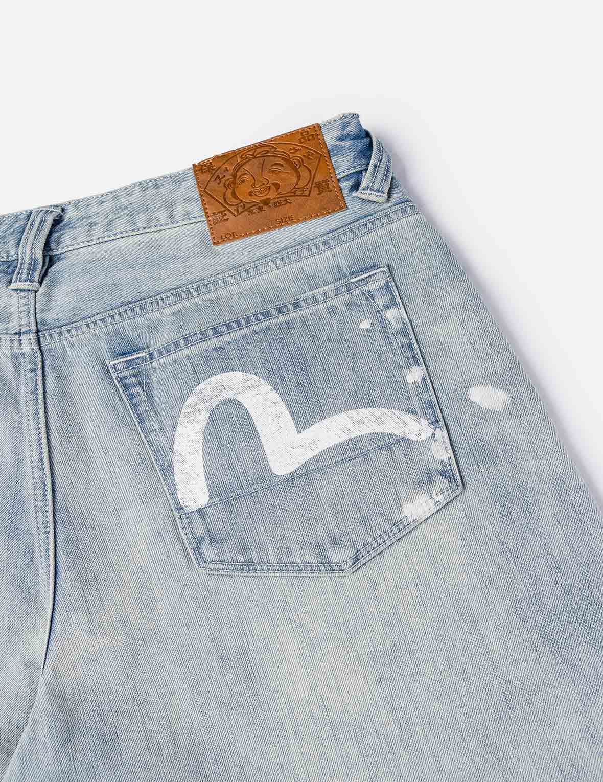 Washed Patchwork and Seagull Print Loose Fit Denim Jeans