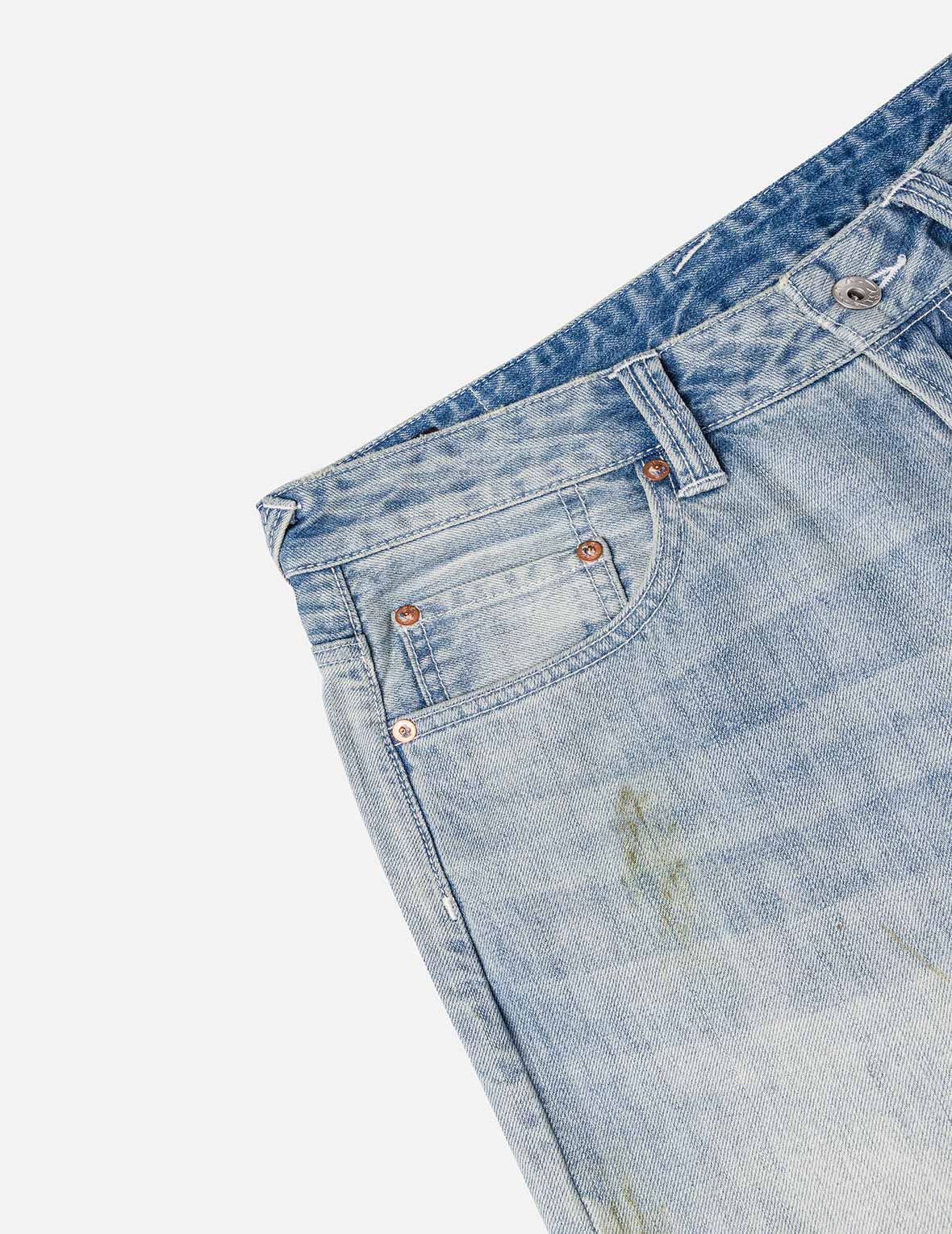 Washed Patchwork and Seagull Print Loose Fit Denim Jeans