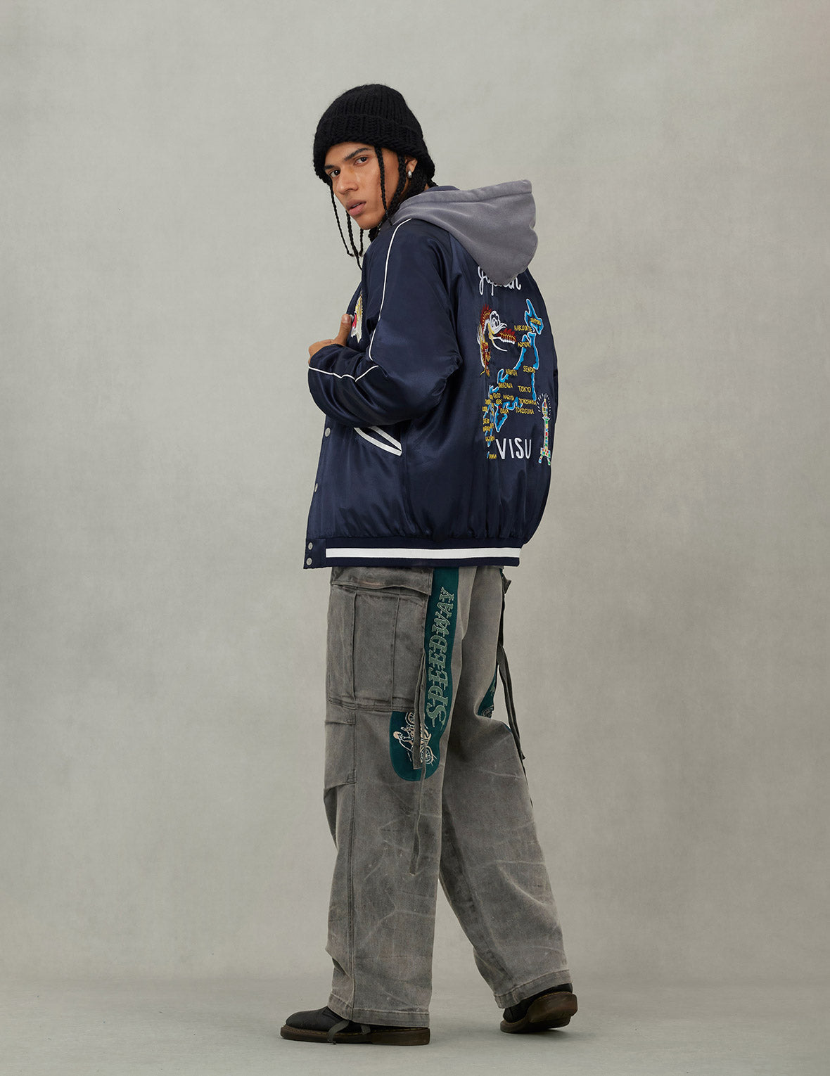 EVISU Archive Embroidery Regular Fit Padded Souvenir Jacket