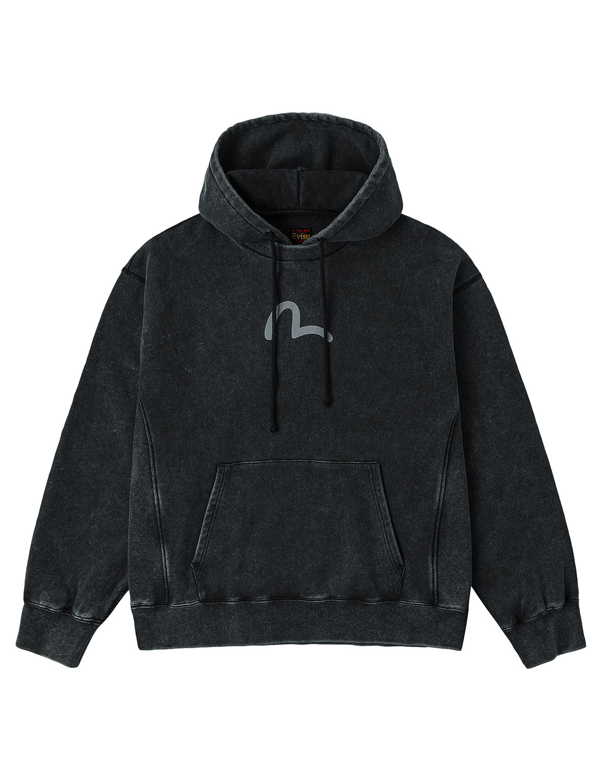Washed Seagull and Logo Print Relax Fit Hoodie