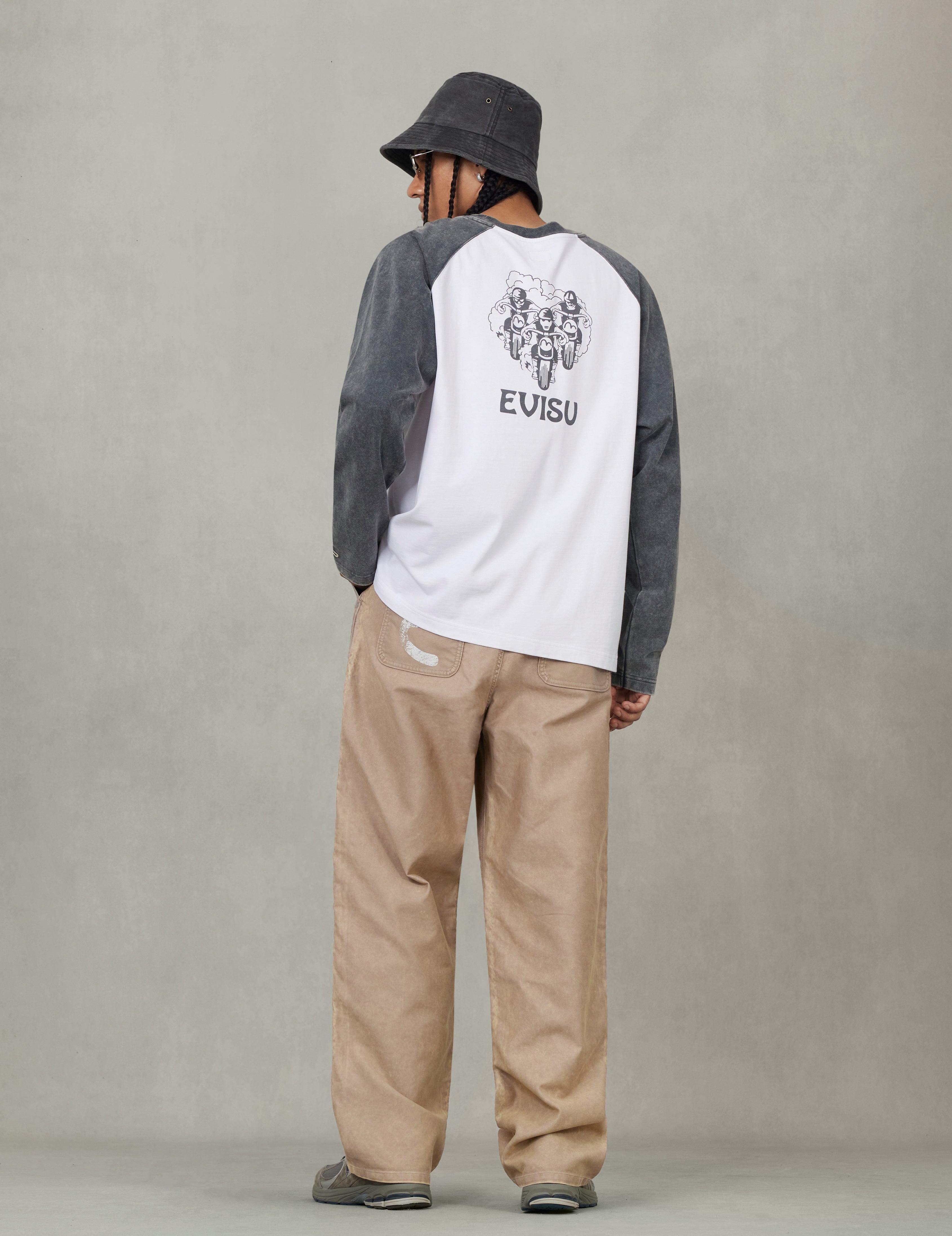 Retro Motocross Print Relax Fit Long-sleeve T-shirt