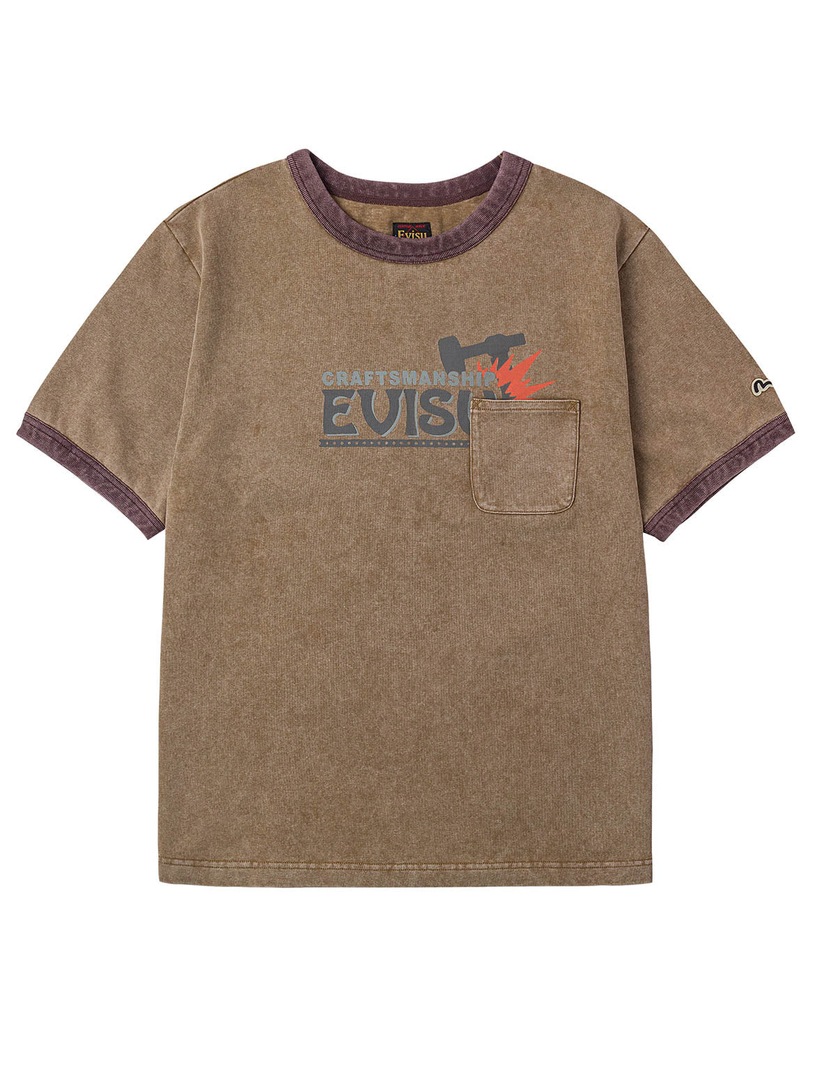 EVISU Workwear Print Relax Fit Ringer T-shirt