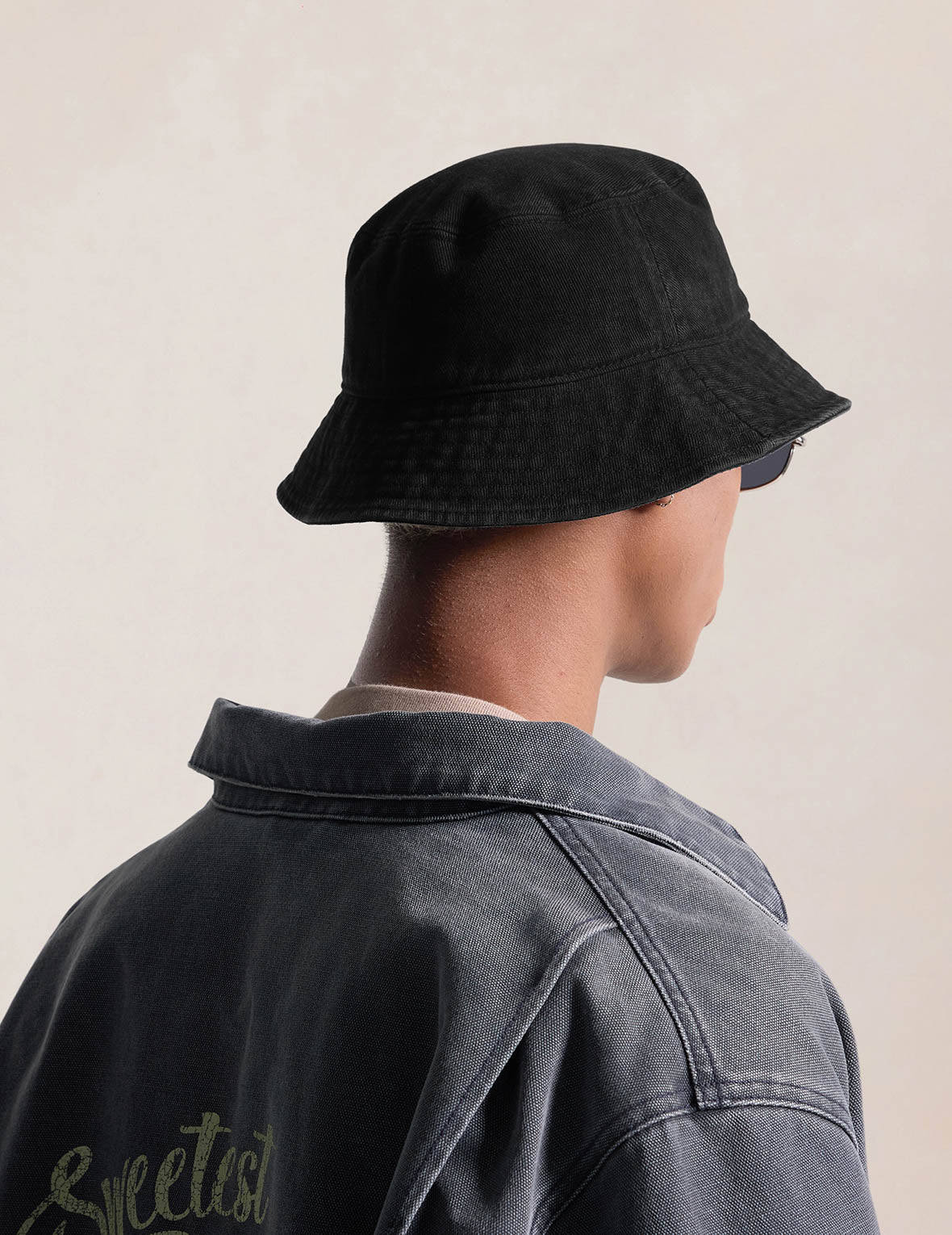 Rose Embroidery Denim Bucket Hat