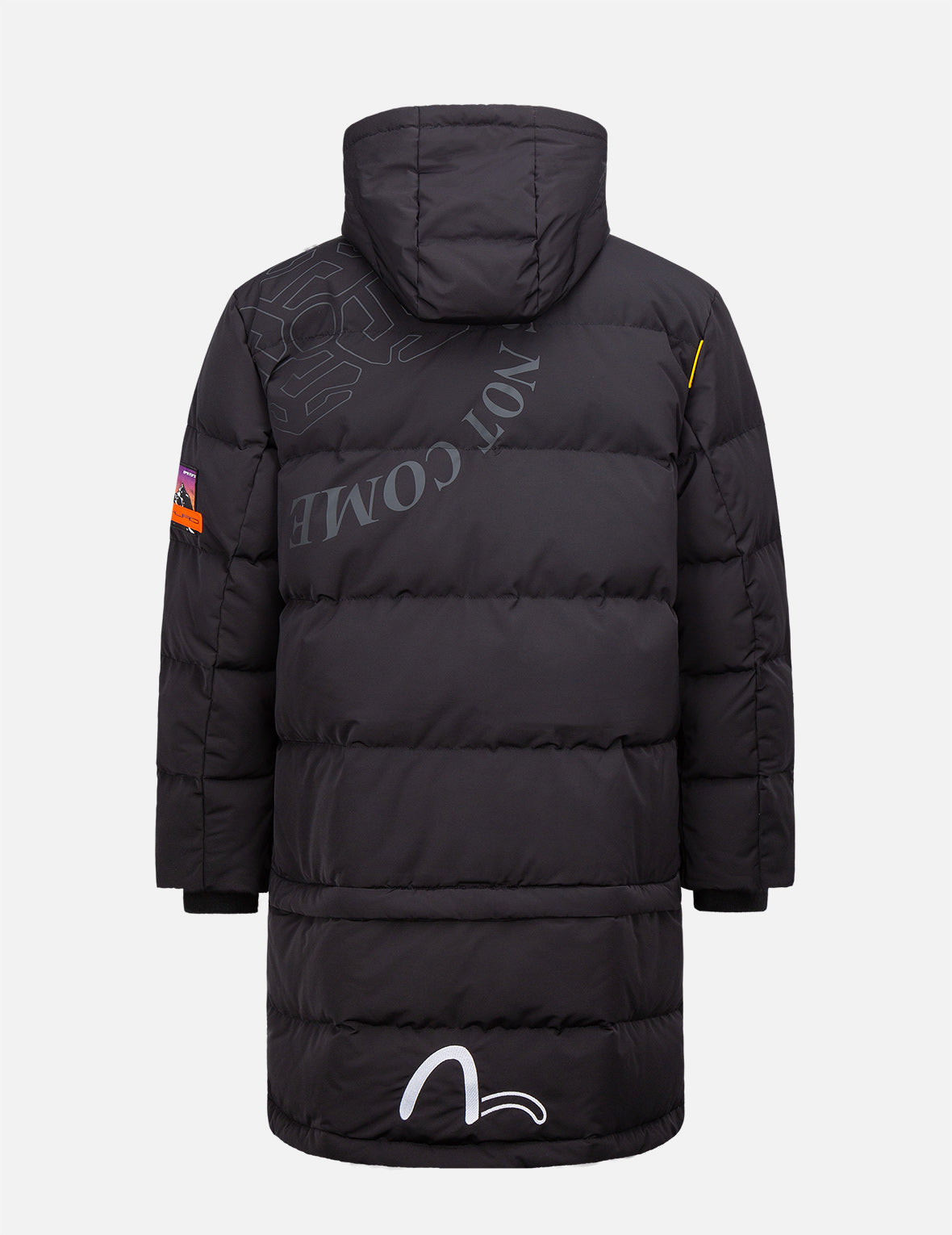 Logo印花拼接式羽绒大衣