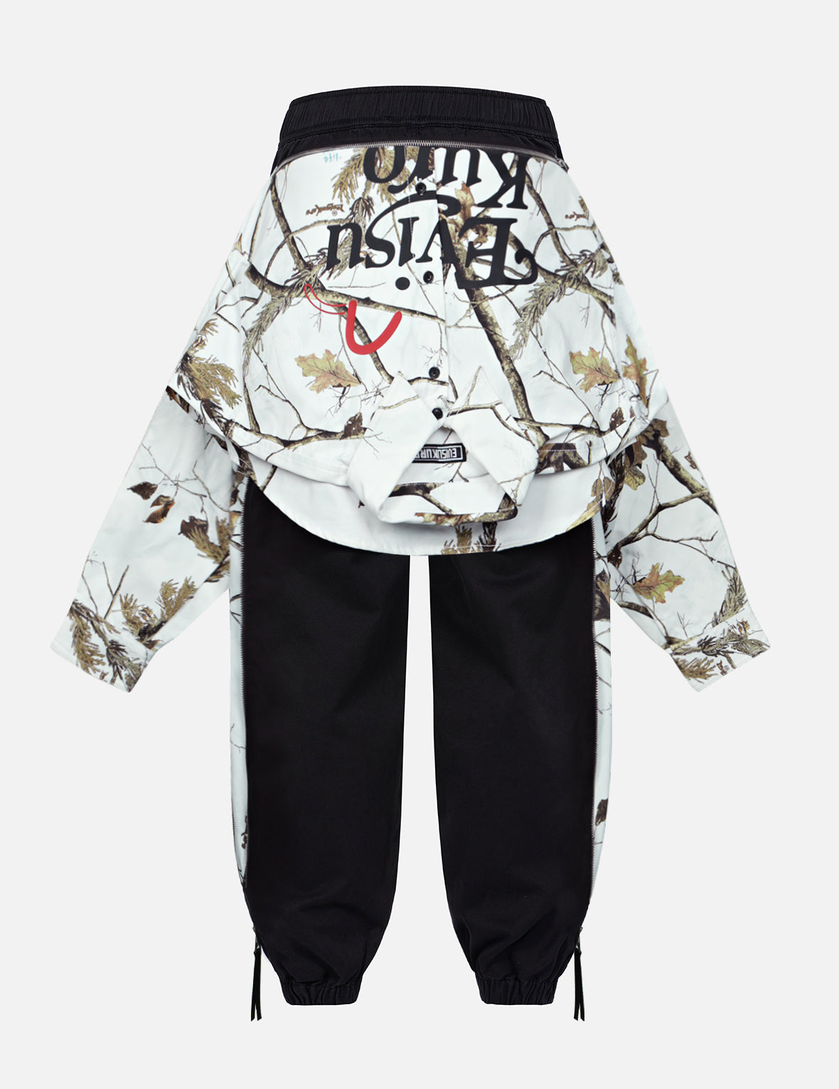 可拆衬衫树纹迷彩衬衫口袋工装束口裤– EVISU