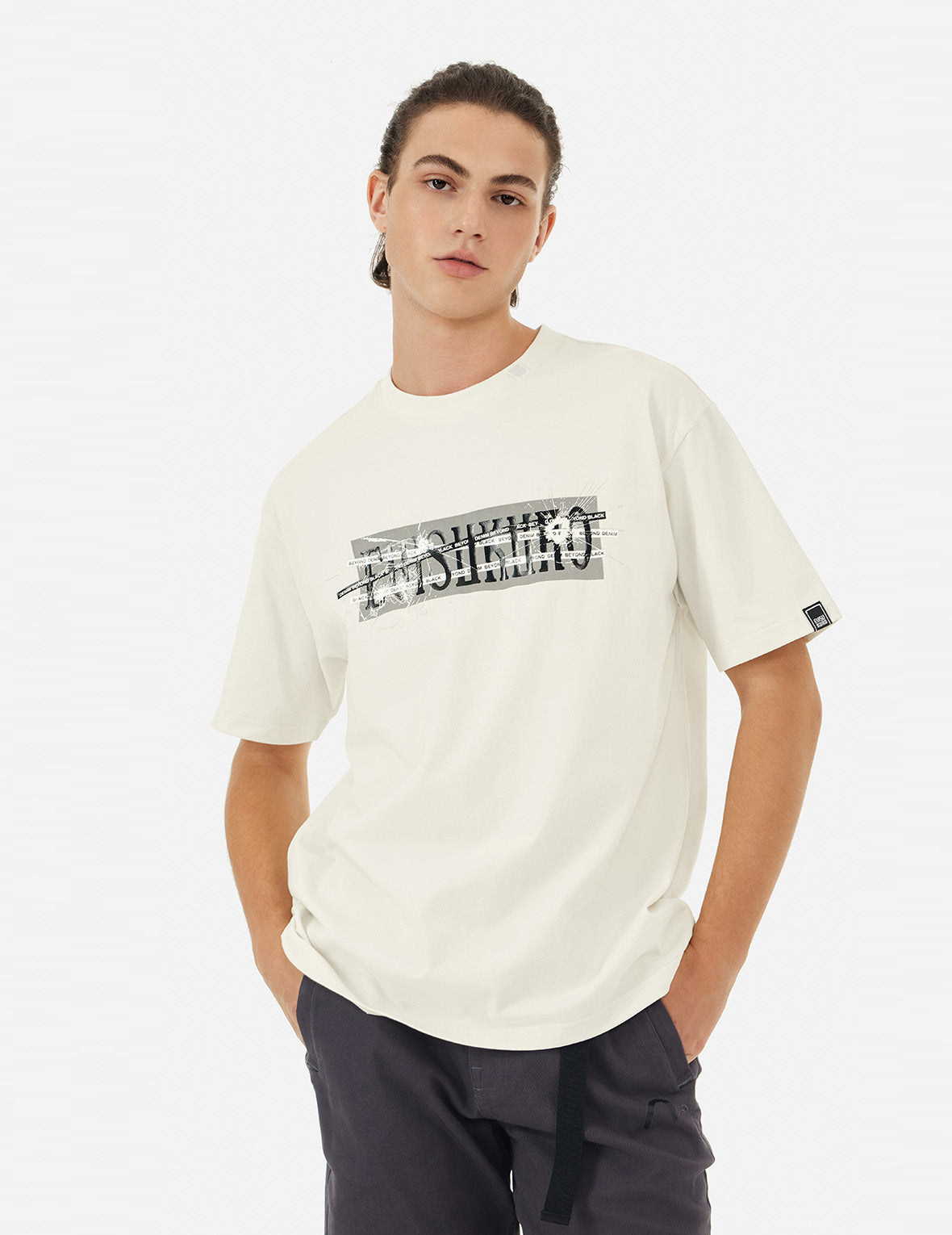 Multi Logo and Fragile Glass Effect Print Regular Fit T-shirt