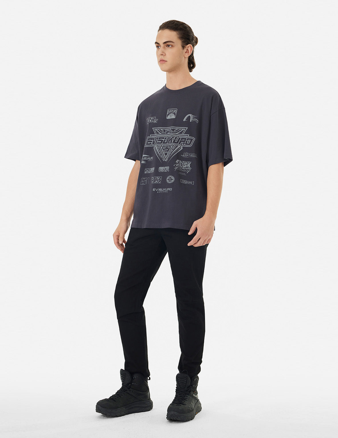 Multi Logo Print Regular Fit Racing T-Shirt