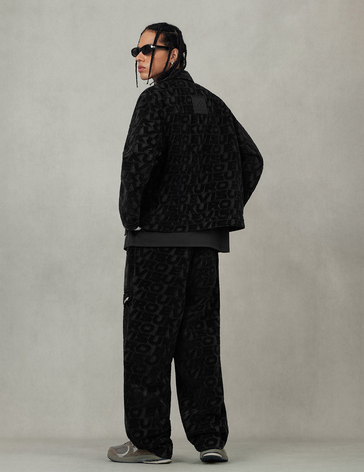 满地EVISUKURO绒面提花宽版休闲工装裤