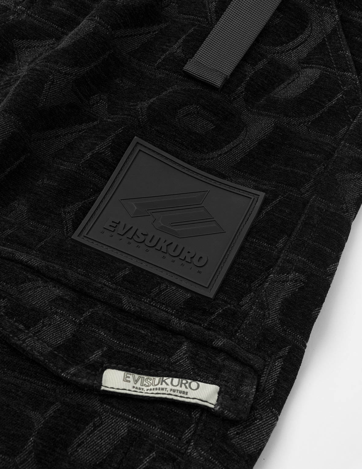 满地EVISUKURO绒面提花宽版休闲工装裤
