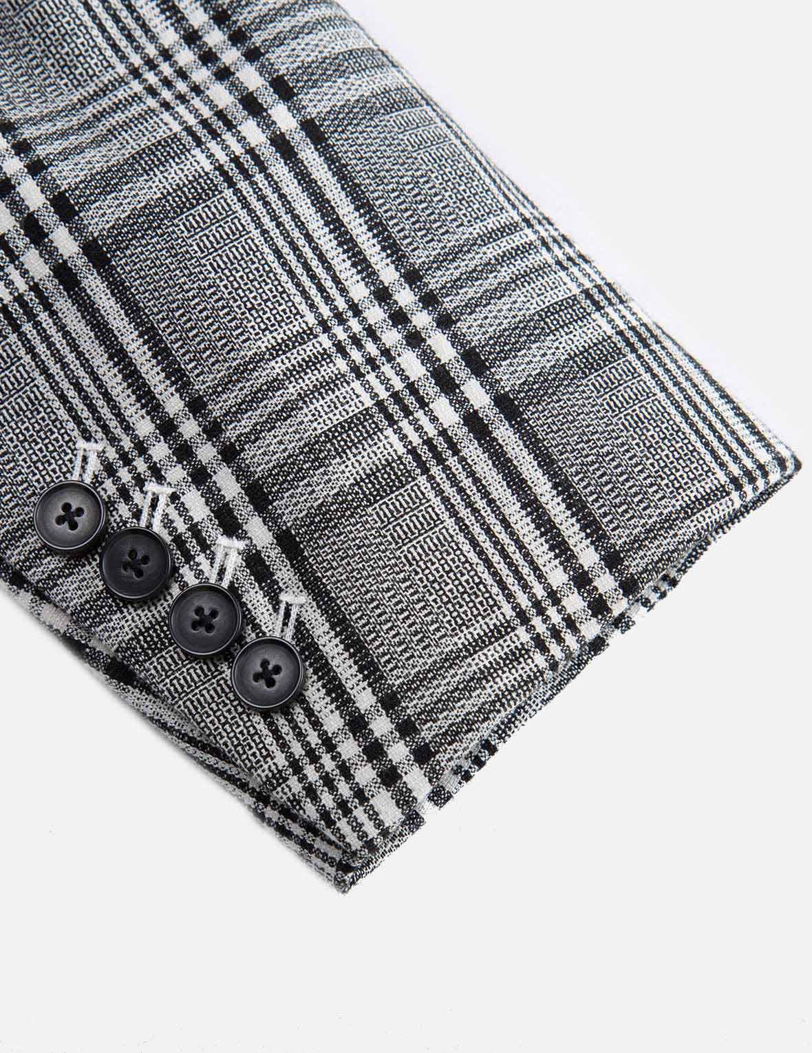 格纹裹身式西服外套