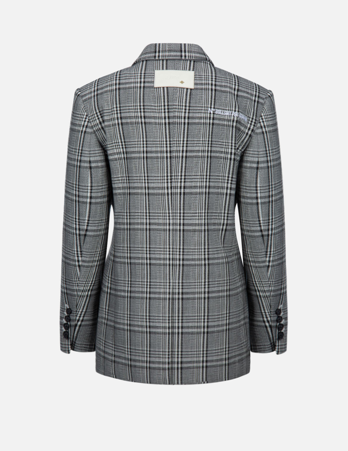 格纹裹身式西服外套