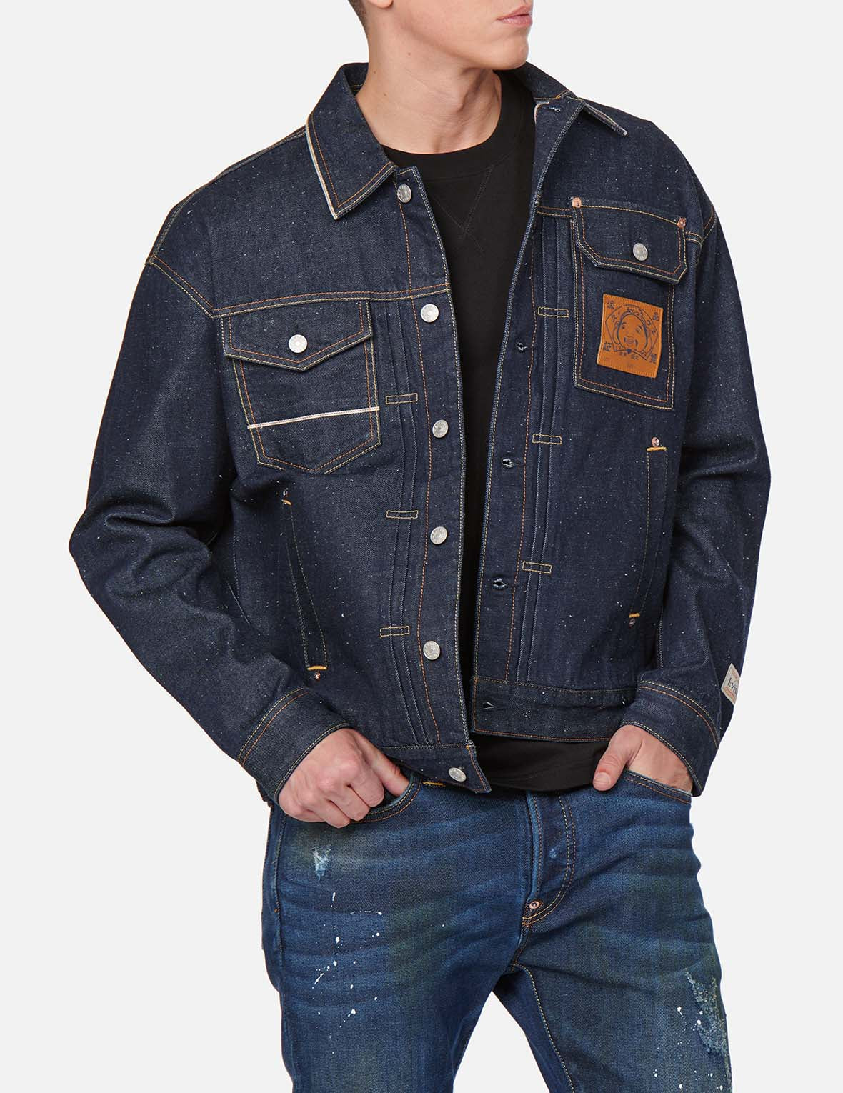 Brushstroke Daicock Discharged Denim Jacket