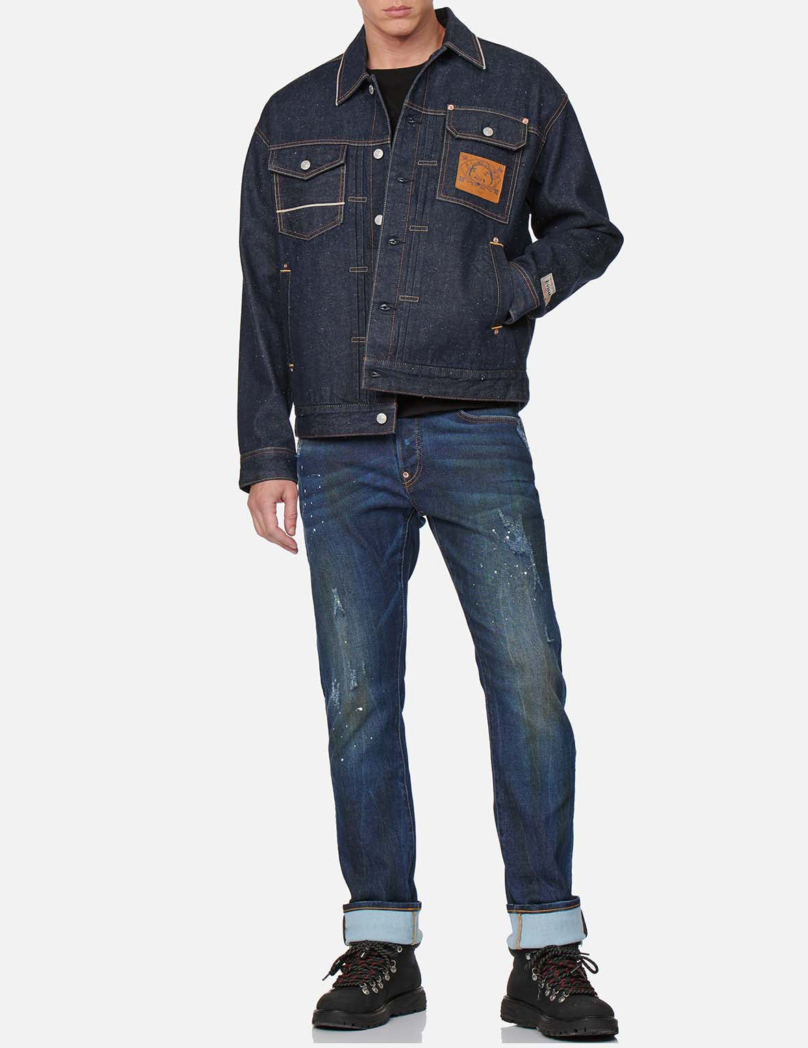 Brushstroke Daicock Discharged Denim Jacket