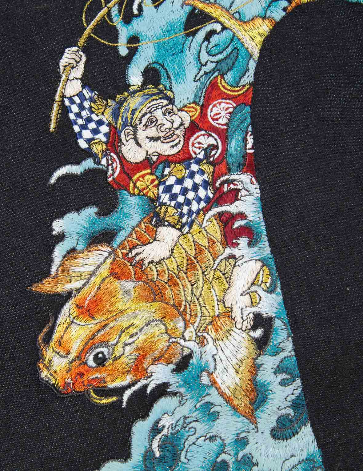 “The God of Fortune Riding Waves” Daicock Embroidery Carrot-Fit Jeans #2017