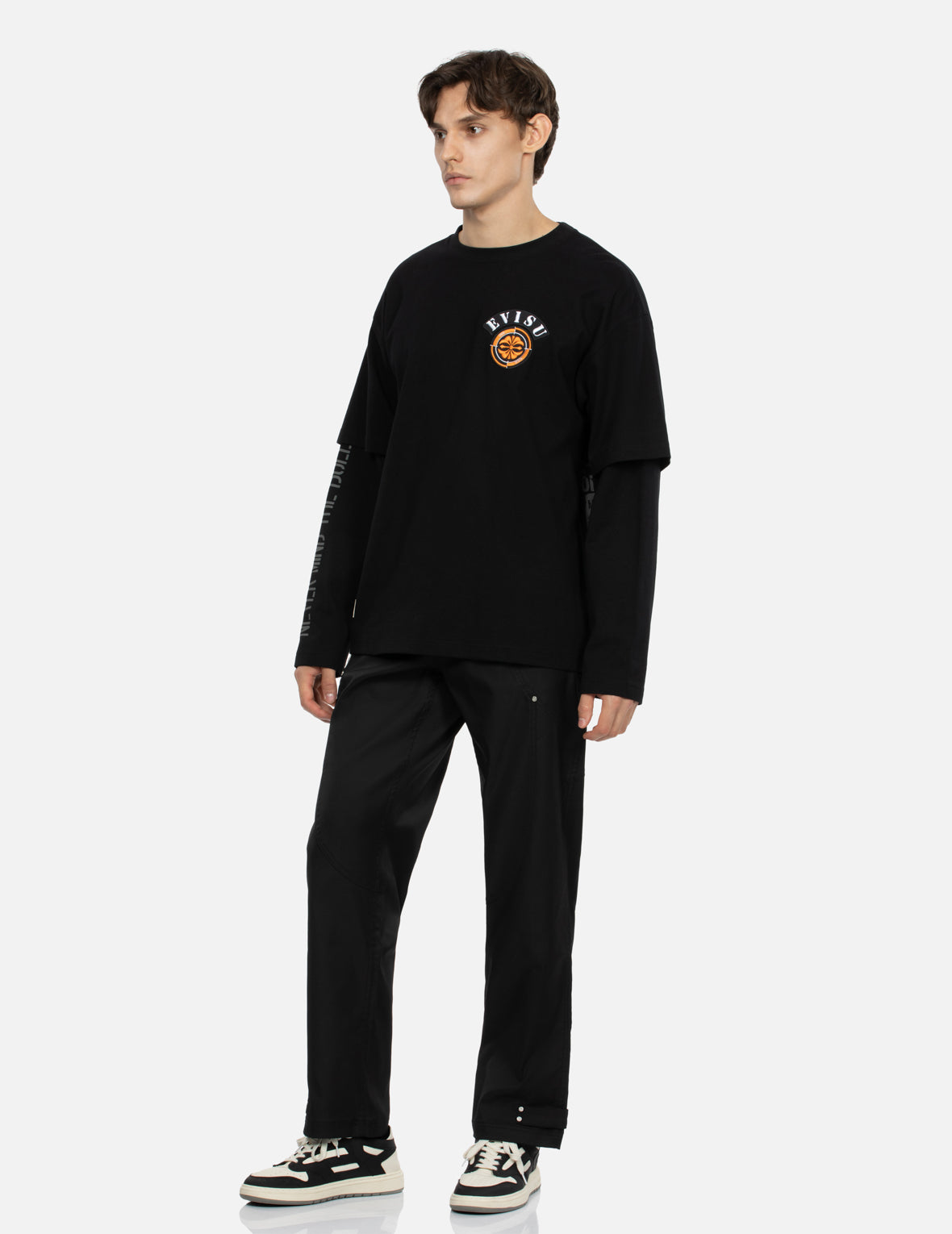 Daicock Insert and Kamon Appliqué Loose Fit Patchwork Pants