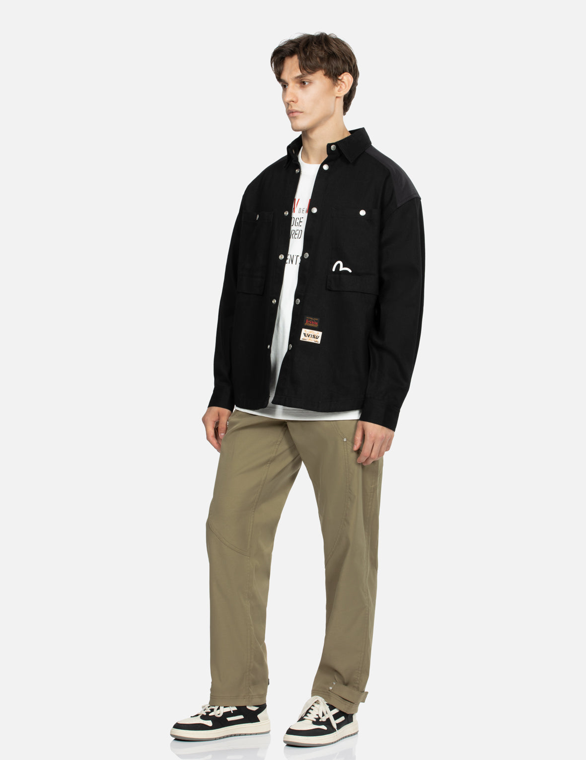 Daicock Insert and Kamon Appliqué Loose Fit Patchwork Pants