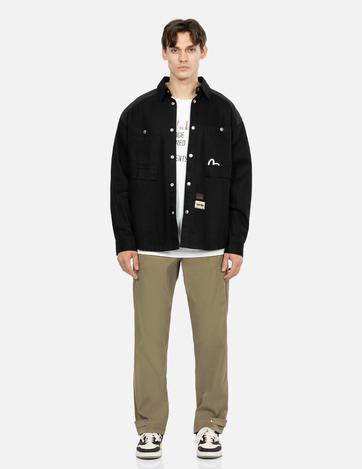 Daicock Insert and Kamon Appliqué Loose Fit Patchwork Pants