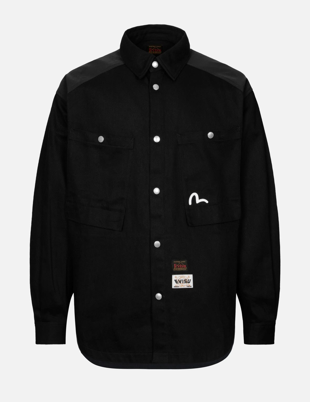 Seagull and Slogan Print Loose Fit Work Shirt Jacket – EVISU
