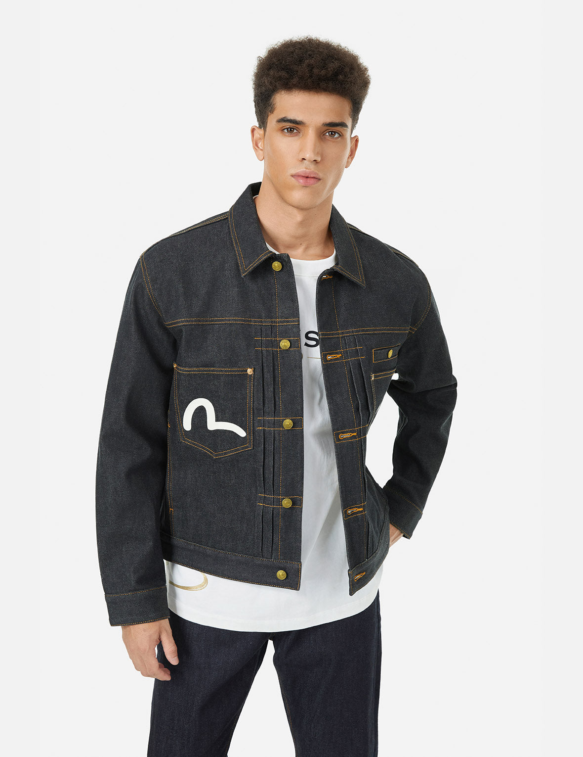 海鸥印花宽版休闲牛仔外套