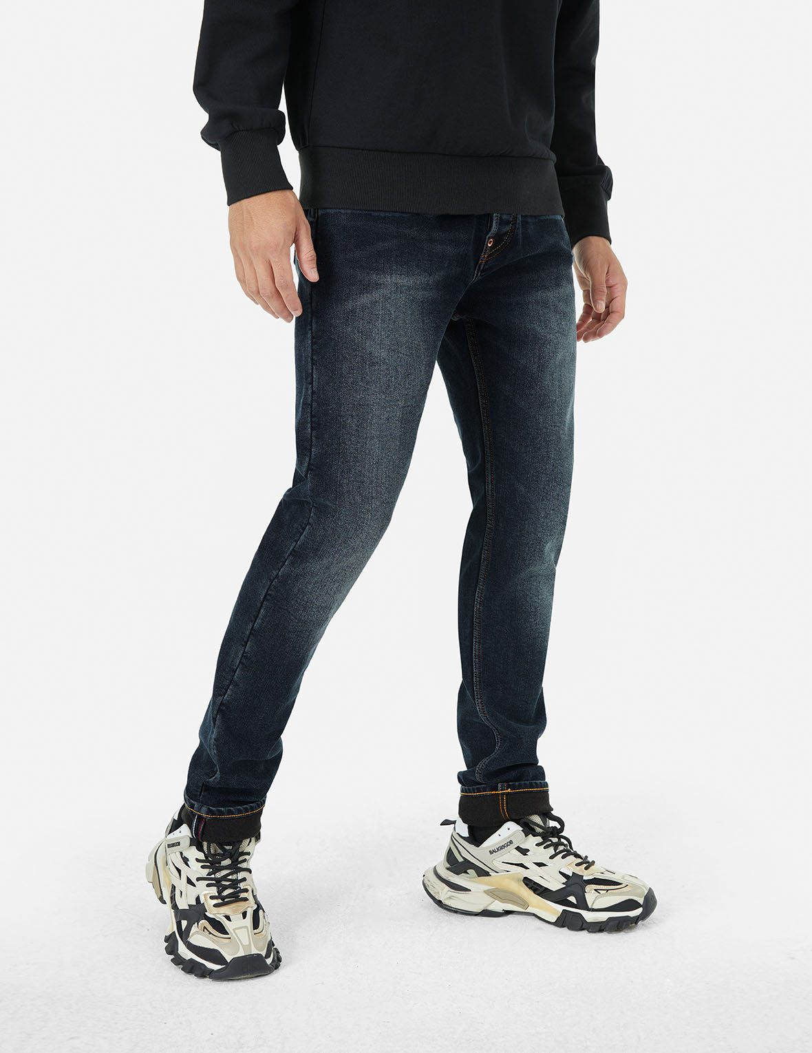 Seagull Embroidery with Metal Studs Taper Fit Jeans #2017