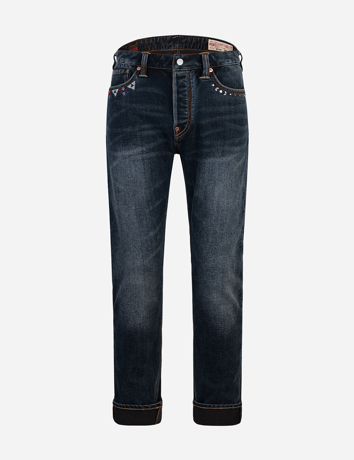 Seagull Embroidery with Metal Studs Taper Fit Jeans #2017