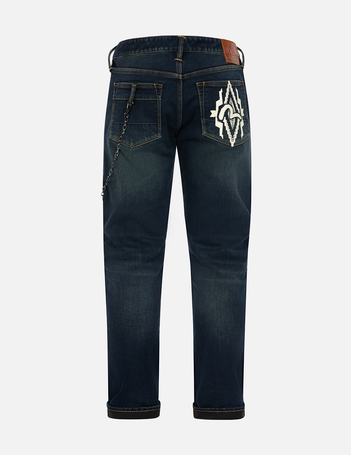 Navajo Style Tapestry Seagull Print Pocket Taper Fit Jeans #2017