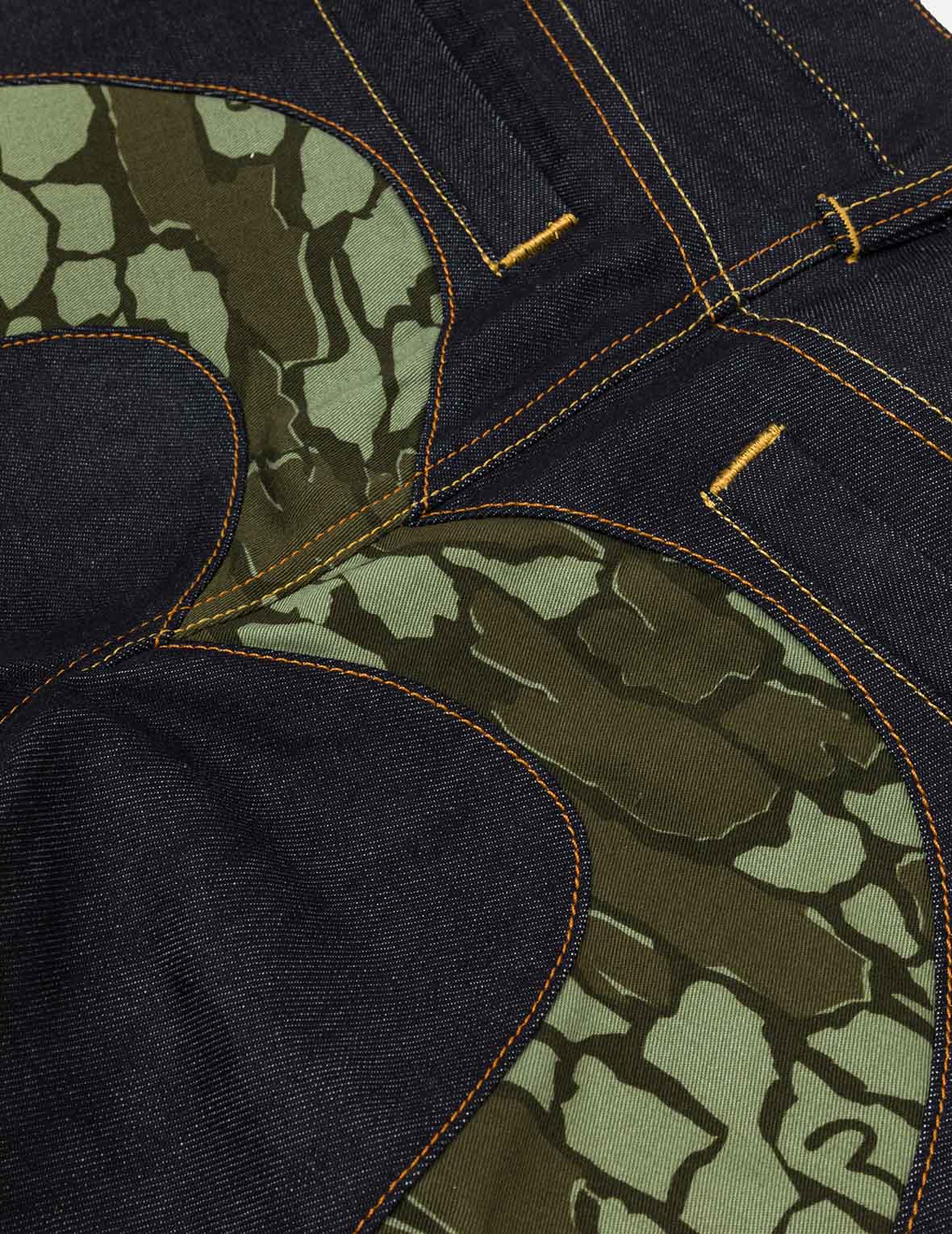 石垣迷彩大M嵌条修身牛仔裤 #2010