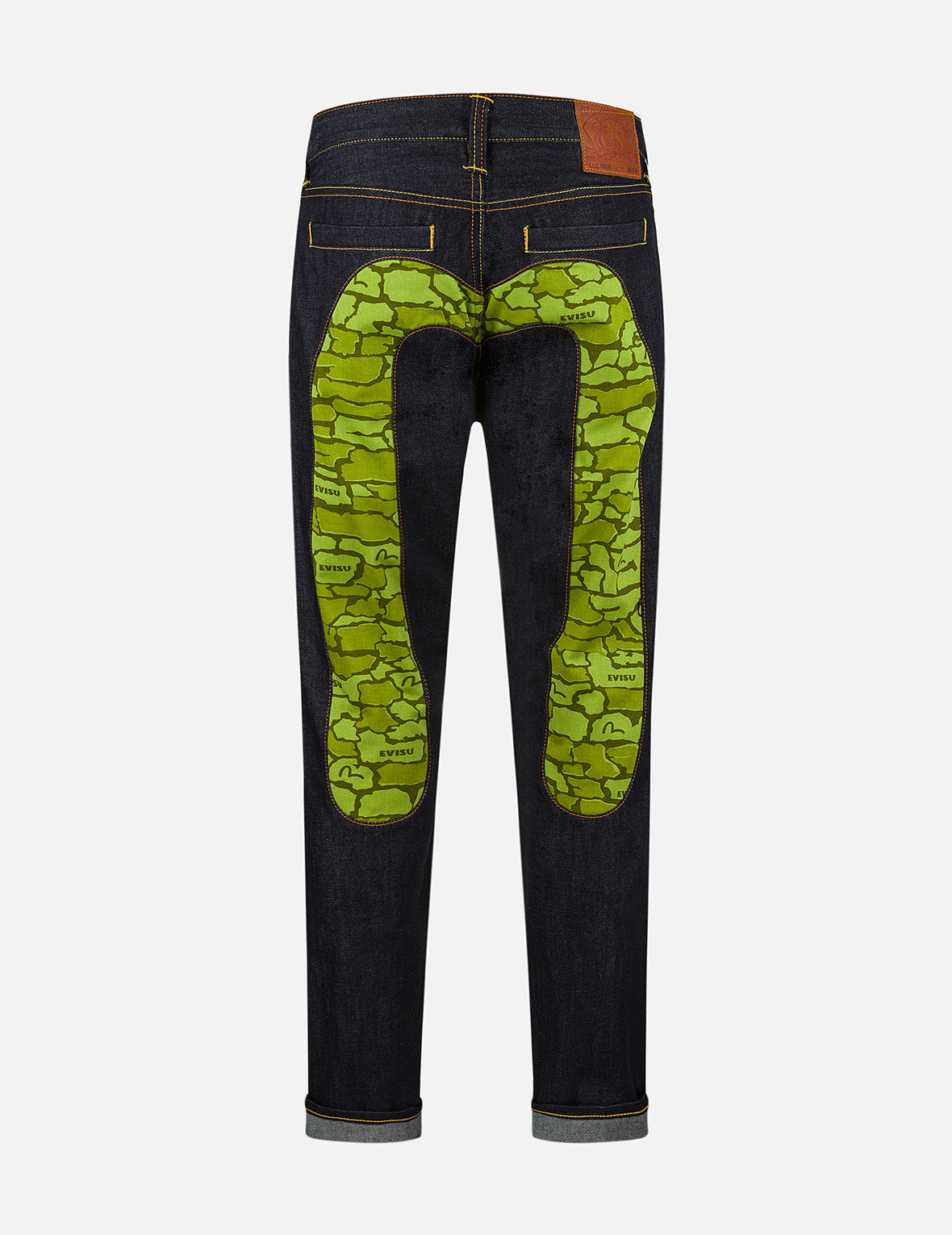 石垣迷彩大M嵌条修身牛仔裤 #2010