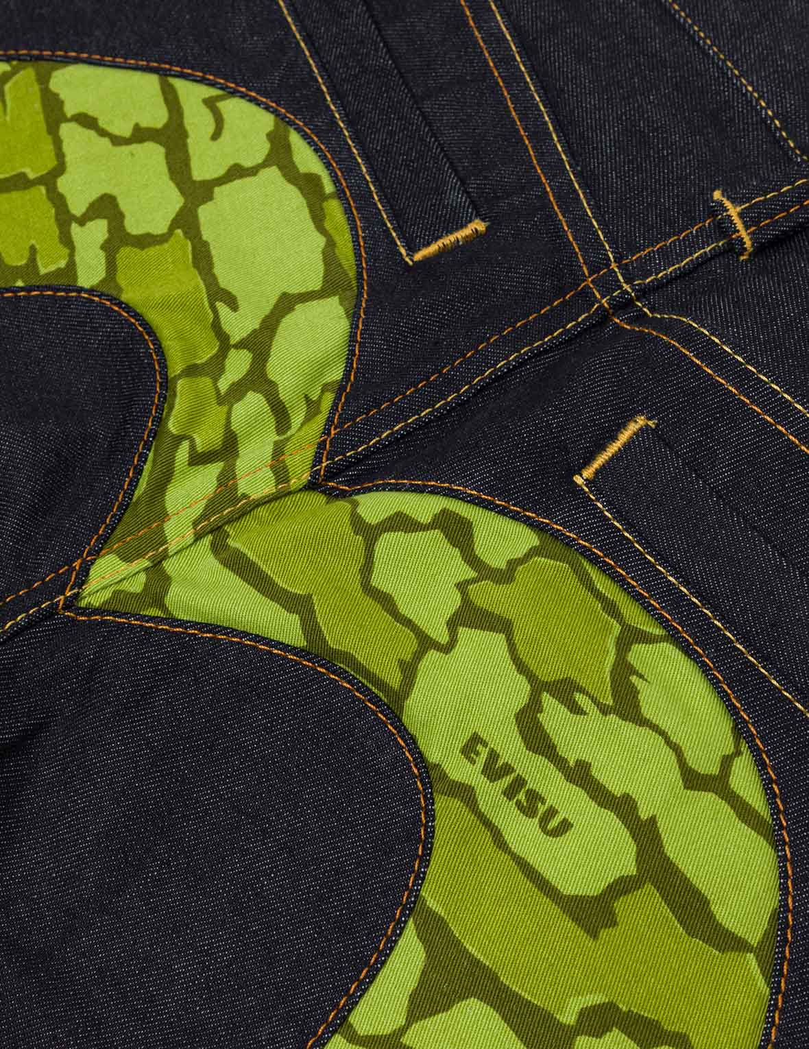 石垣迷彩大M嵌条修身牛仔裤 #2010