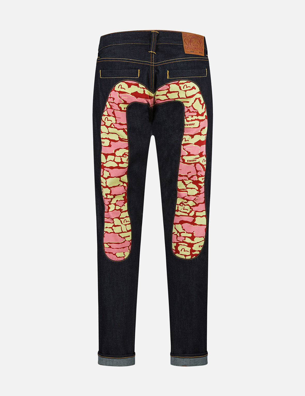 石垣迷彩大M嵌条修身牛仔裤 #2010