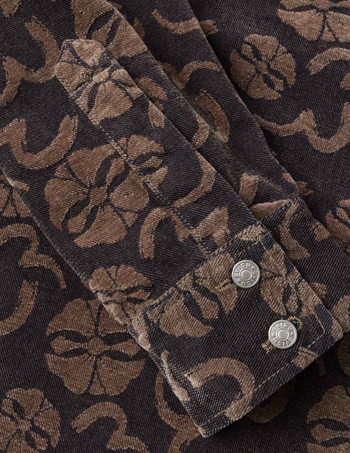 Allover Seagull and Kamon Jacquard Loose Fit Shirt Jacket