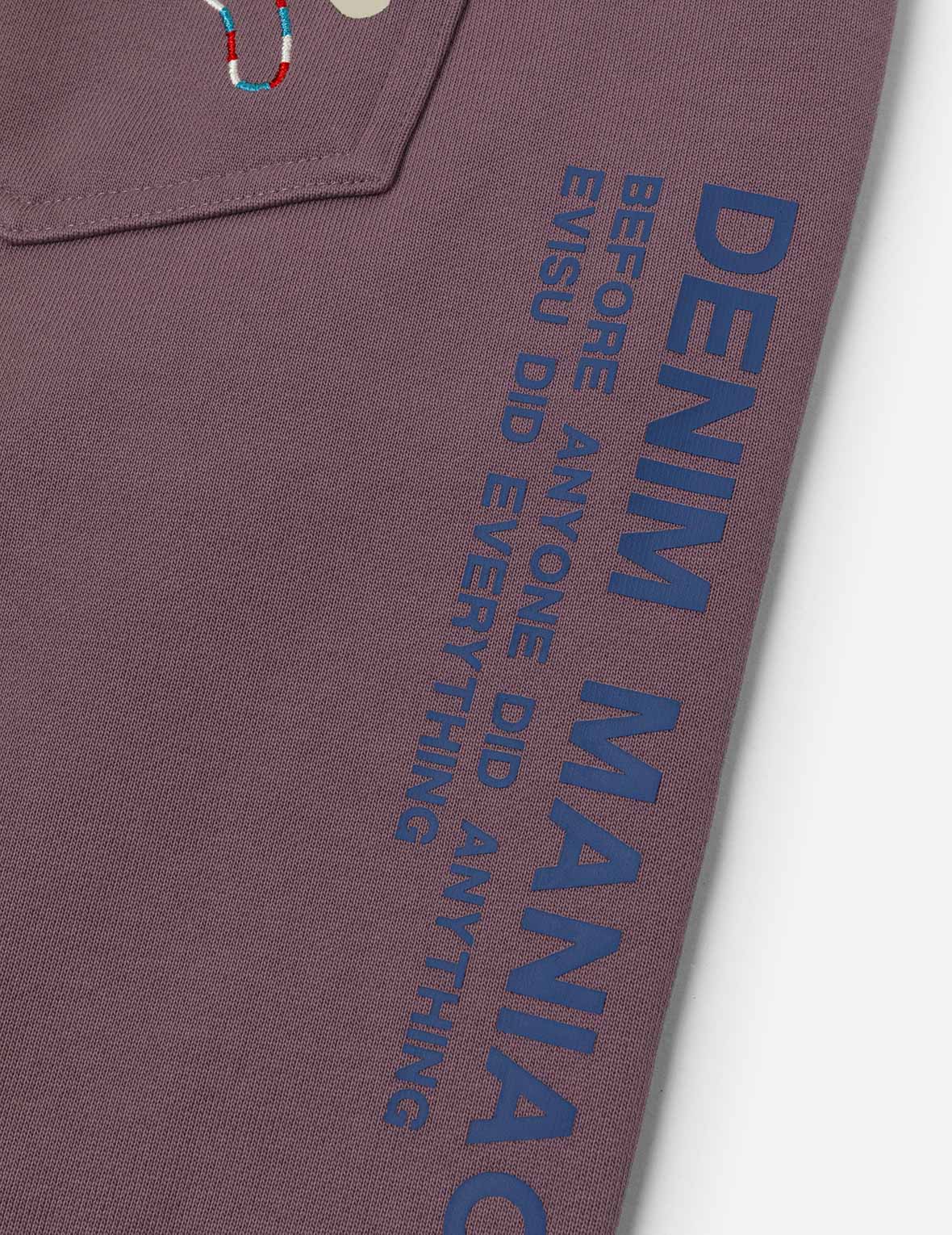 Washed Multi-pocket and Logos Print Straight Fit Sweatpants