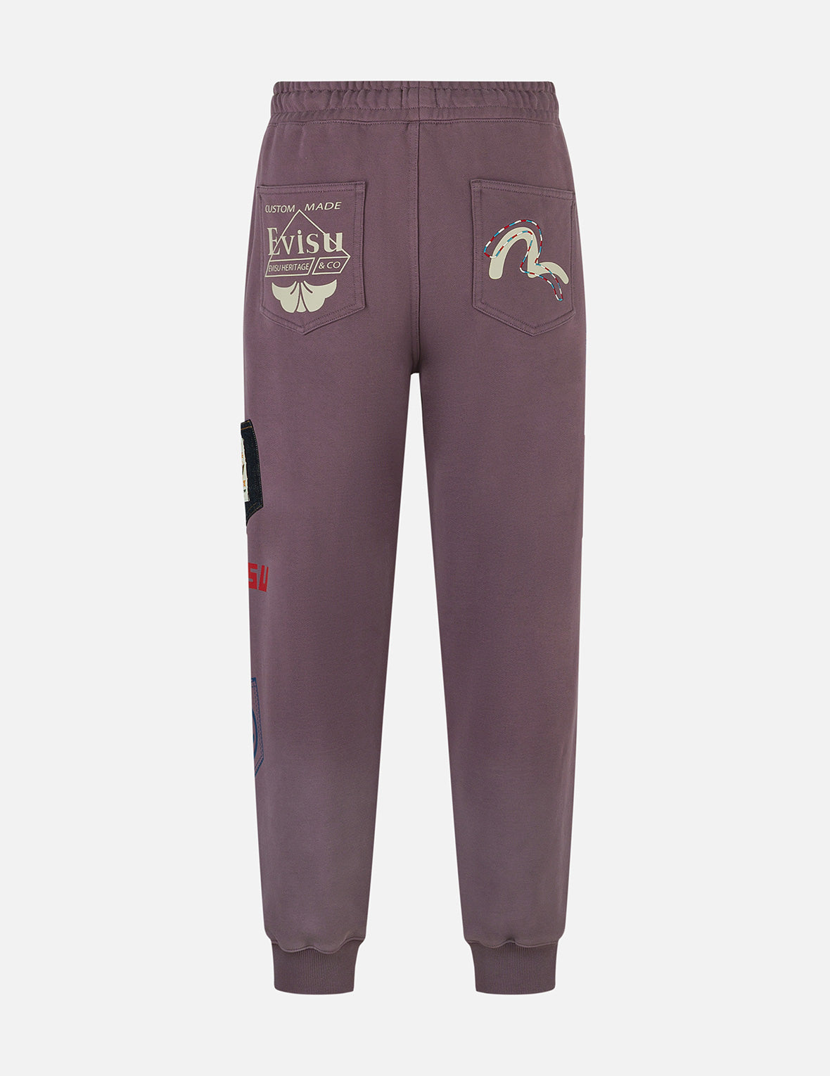 Washed Multi-pocket and Logos Print Straight Fit Sweatpants