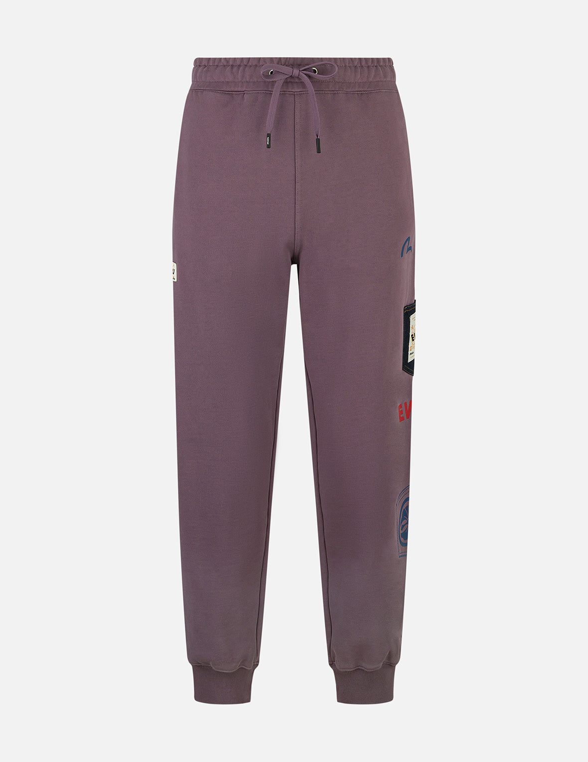 Washed Multi-pocket and Logos Print Straight Fit Sweatpants
