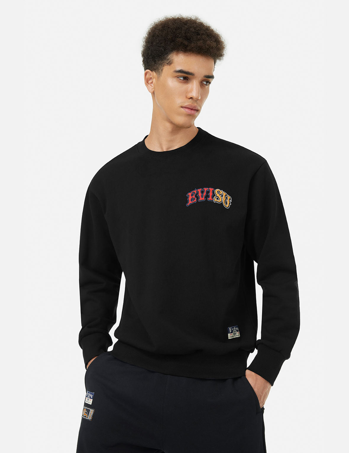 狸貓與招財貓刺繡寬版休閒衛衣