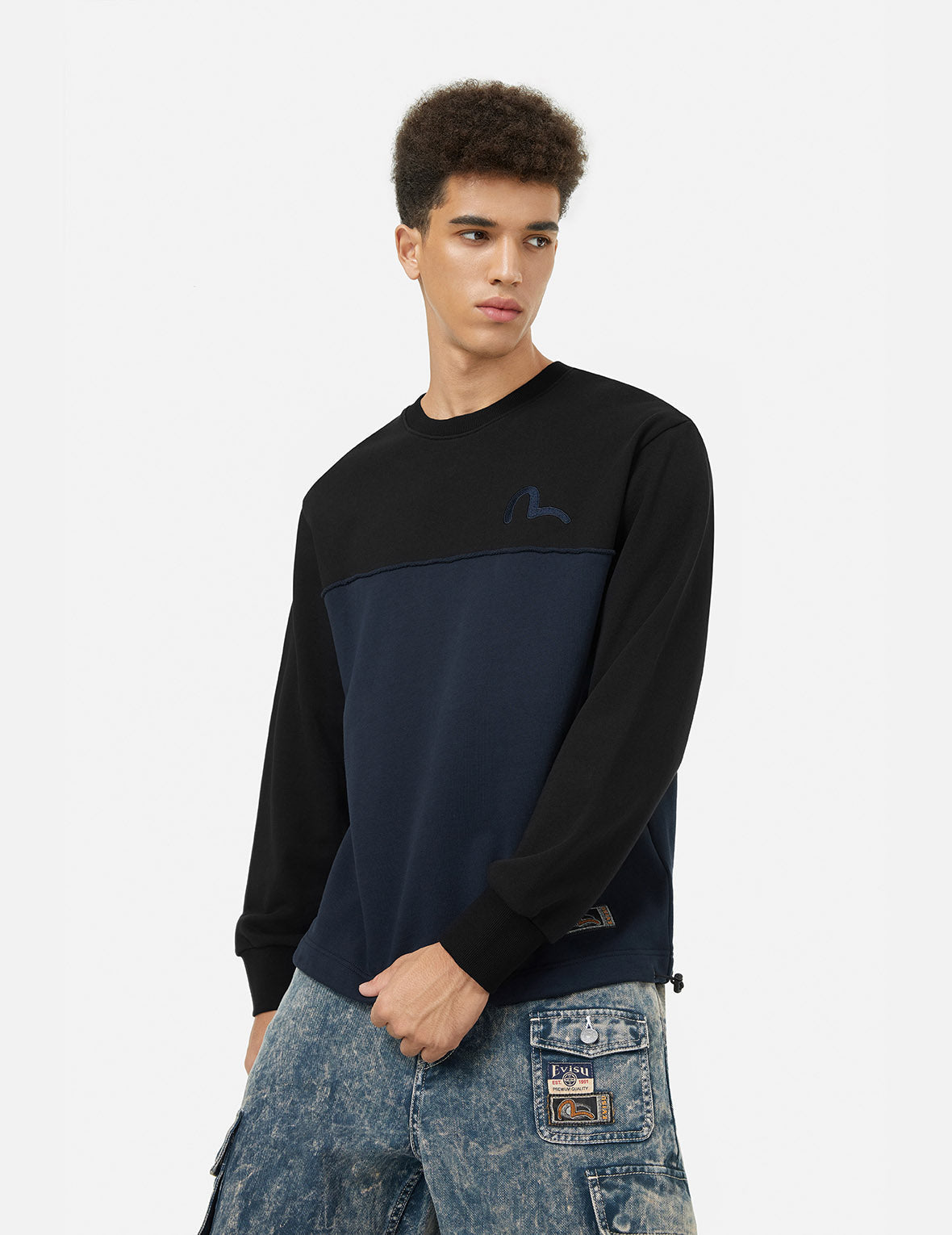 Deconstructed Contrast Relax Fit Sweatshirt