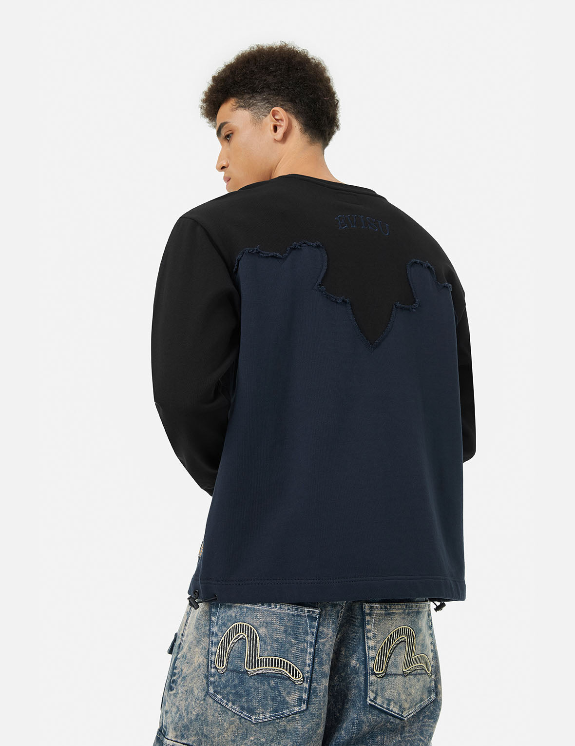 Deconstructed Contrast Relax Fit Sweatshirt