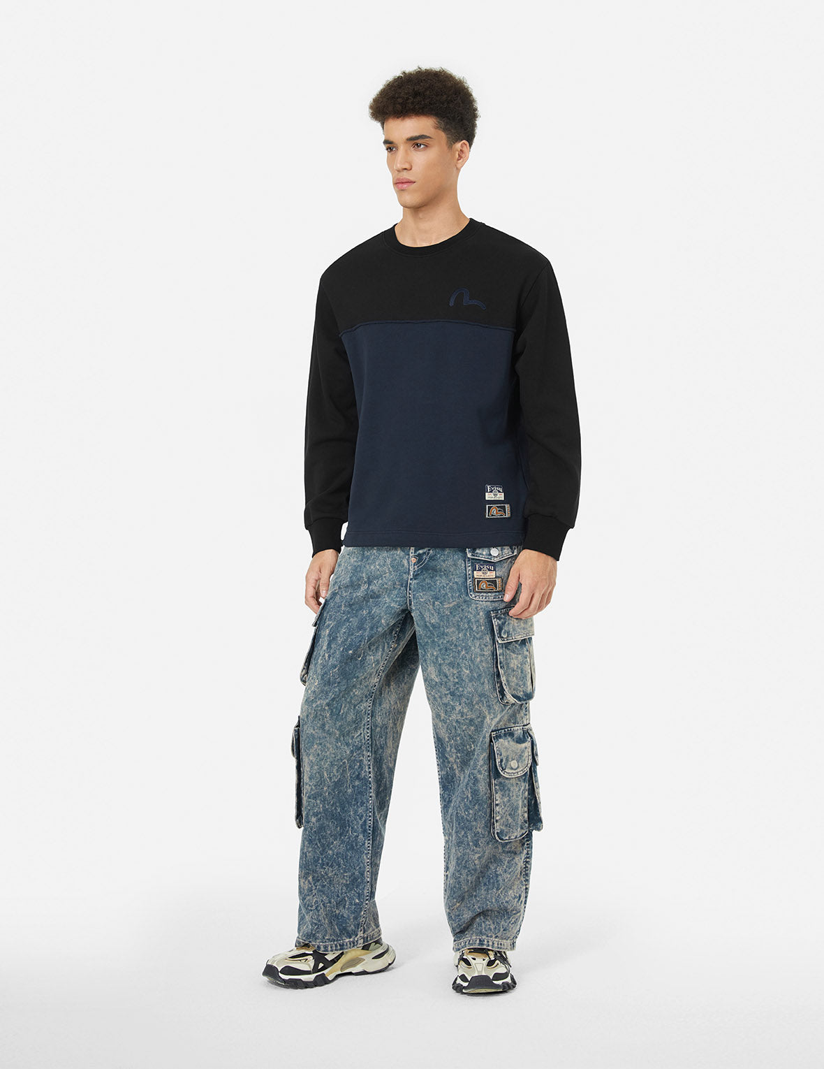Deconstructed Contrast Relax Fit Sweatshirt
