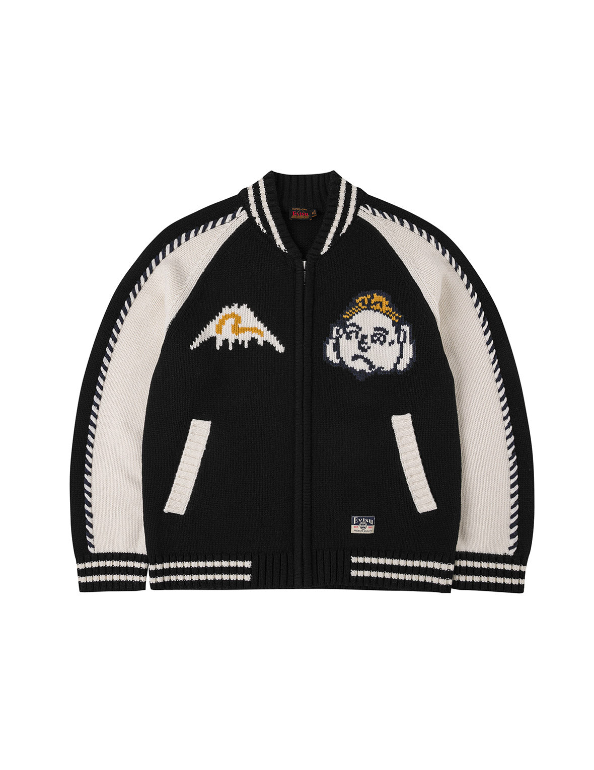 Henohenomohe Godhead Intarsia Knit Relax Fit Cardigan