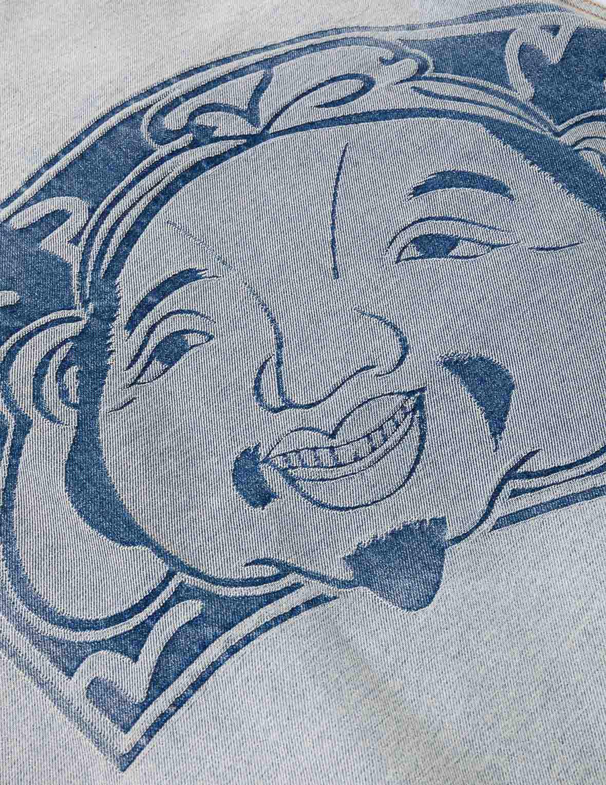 佛头提花宽版休闲牛仔外套