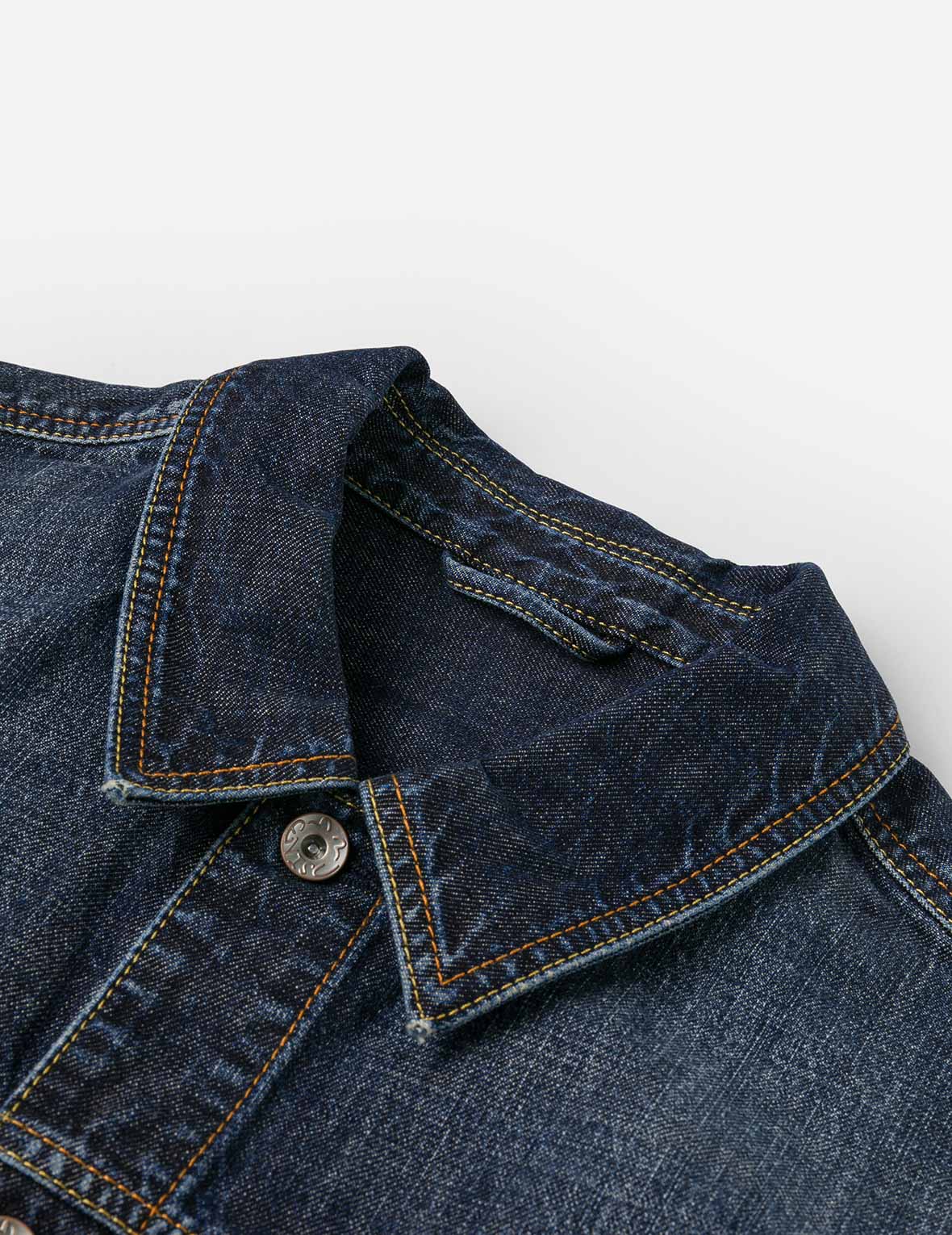 Washed Multi-Pocket with Lion Dance Print Relax Fit Denim Jacket