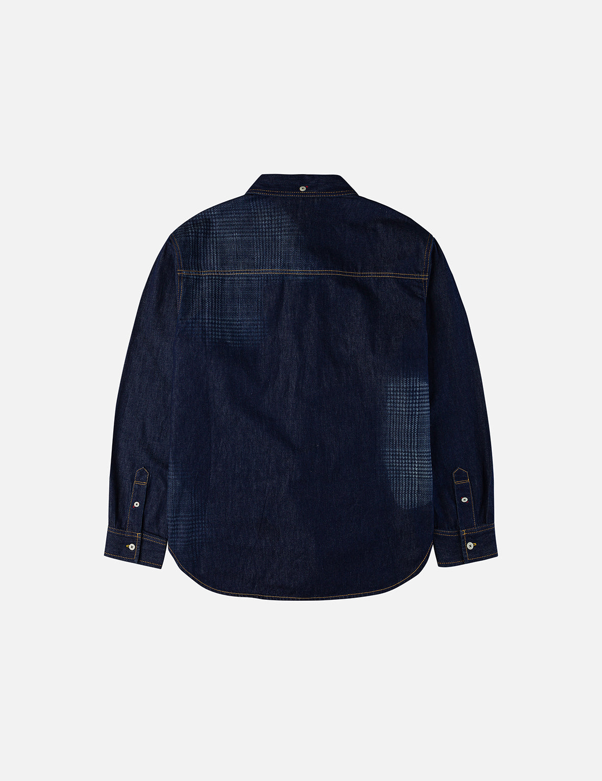 Handbrush Houndstooth Print Relax Fit Denim Shirt