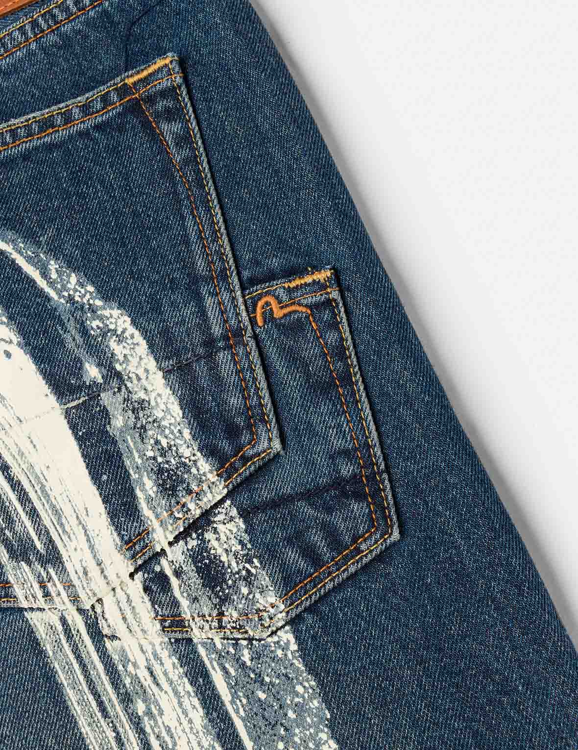 7-Pocket Design Washed Daicock Print Taper Fit Jeans #2017